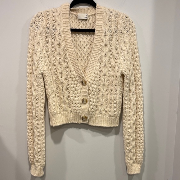 Wilfred Adley Cream Cable Knit Cardigan sweater - Picture 2 of 8